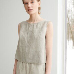 Linenfox Crop Linen Top